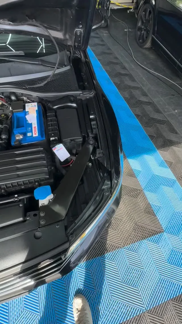 Gereinigter Motorraum bei geöffneter Haube